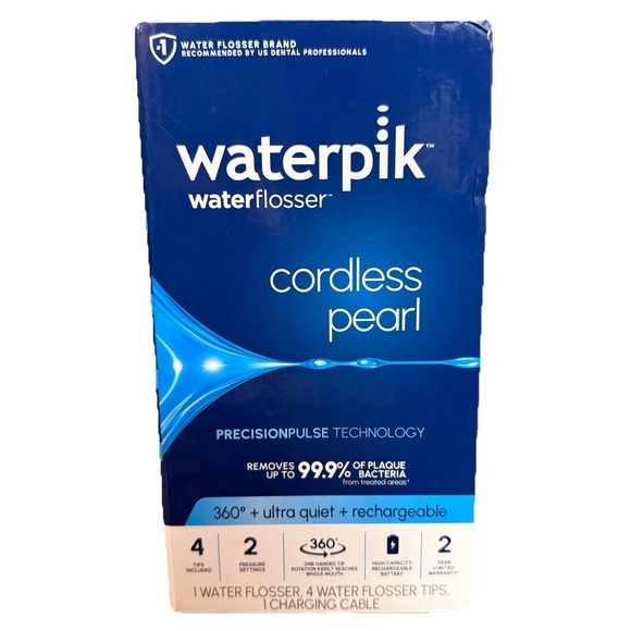 Waterpik Other - Waterpik Cordless Pearl Black Rechargeable Portable Water Flosser With 4 Tips